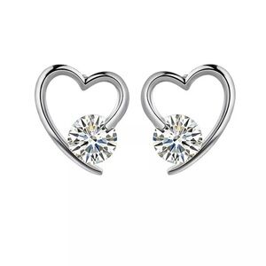 Women Personalized Heart-shaped Round Zircon Earrings Stylish Earrings
